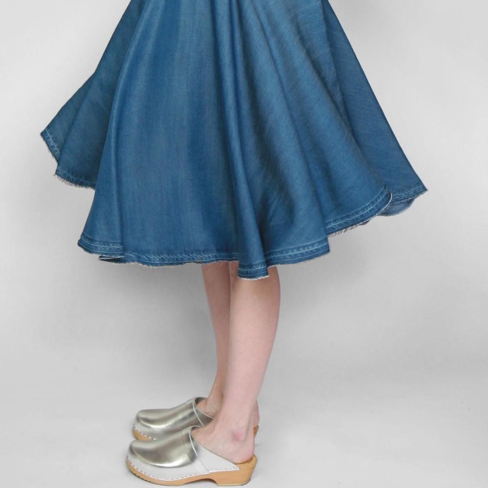 Tina Jo | Chambray Circle Skirt | Anthropologie | Small